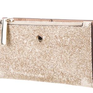 Kate Spade Gold Glitter Wallet - leather
